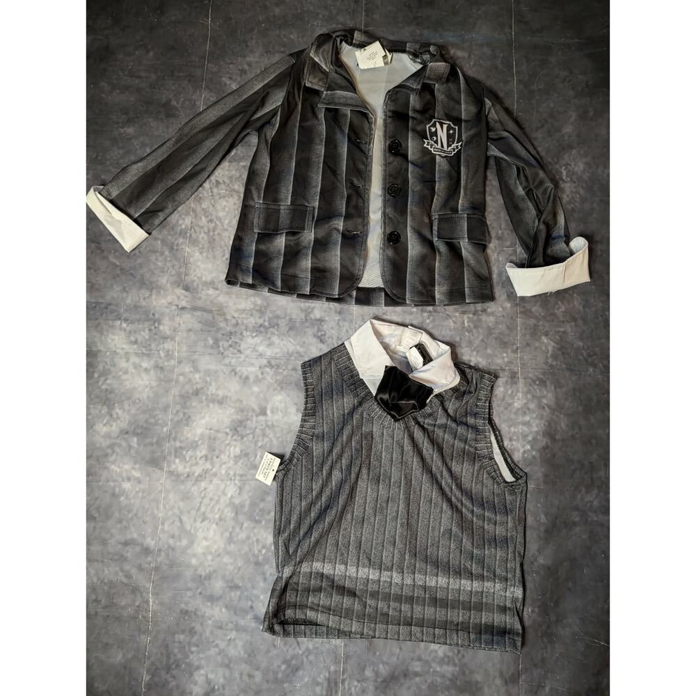 Wednesday Addams Nevermore Academy Uniform Halloween Jacket & Vest Kids Size M